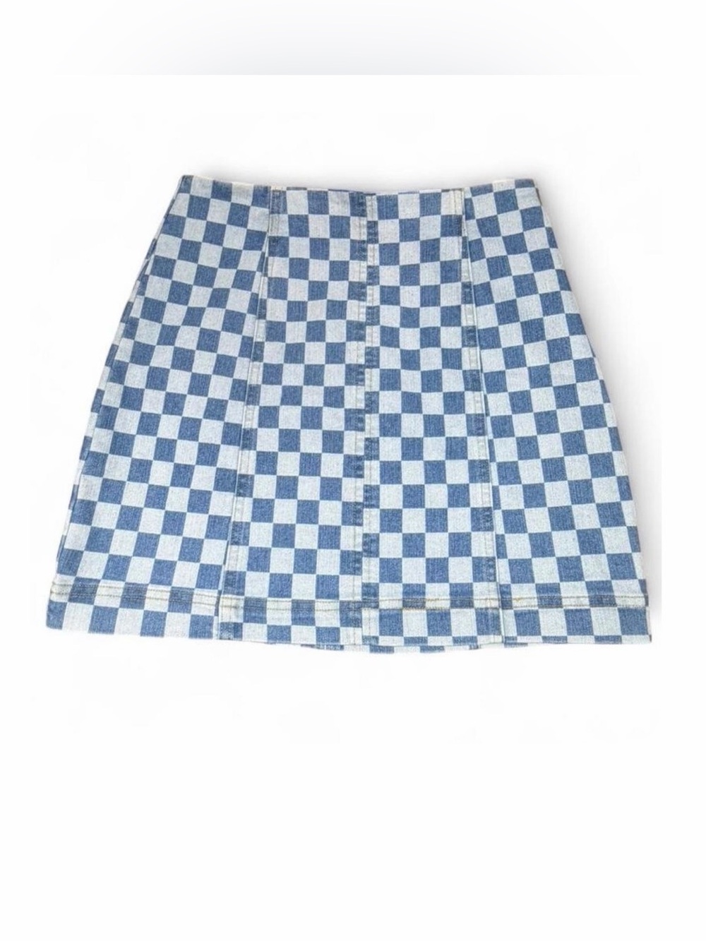 No Boundaries Blue White Checkered Mini Skirt XS Y2K Gingham Cottagecore